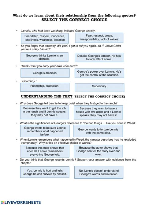 Of Mice And Men Chapter 1 Interactive Worksheet