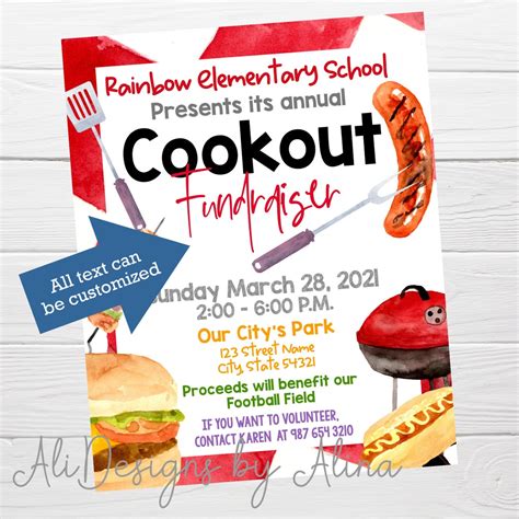 BBQ fundraiser flyer Editable Cookout flyer printable take | Etsy