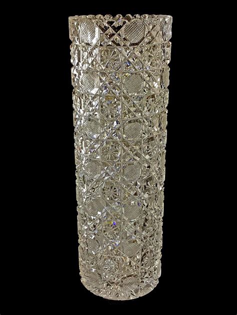 Lot Tall American Brilliant Cut Crystal Vase