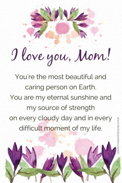 I Love You Mom Youre The Most Beautiful And Caring Person On Earth You Are My Eternal