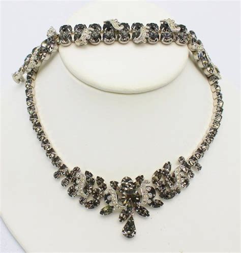 Weiss Black Diamond Necklace Bracelet Set 1950s 1960s Etsy Black
