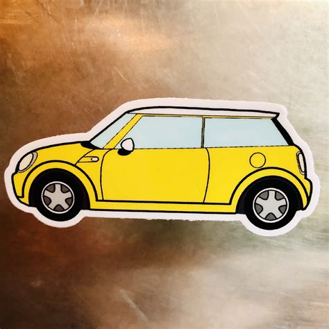 Little Yellow Mini Cooper Vinyl Sticker Etsy Uk