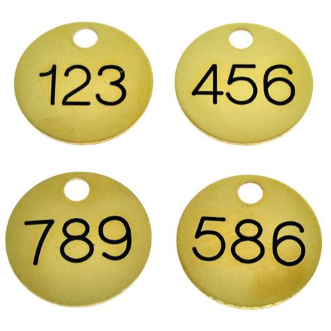 Solid Brass 125 Round Custom Engraved Tag Sequential Numbers Only