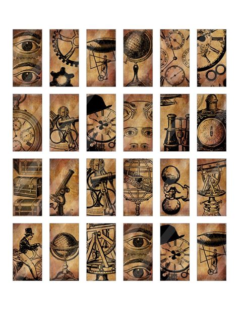 1 X 2 Inch Printable Steampunk Images Digital Collage Sheet Etsy Uk