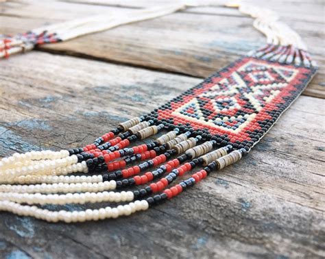 Vintage Native American Seed Bead Necklace Mueblesmato Com