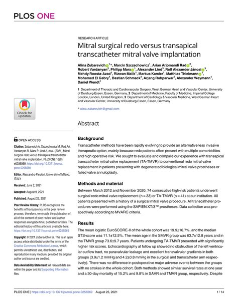Pdf Mitral Surgical Redo Versus Transapical Transcatheter Mitral