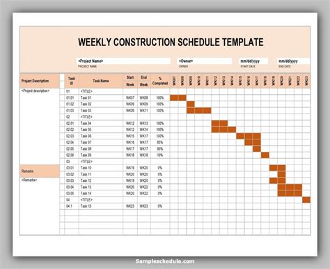 18 Construction Work Schedule Template Sample Schedule