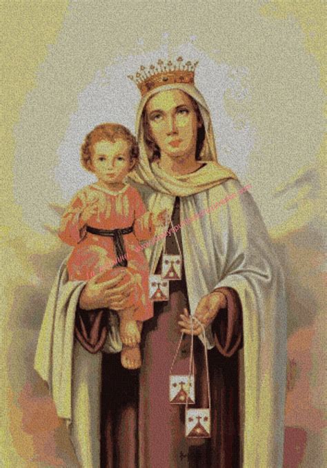 Cada tamaño de nuestro catálogo pertenece a una. Gráfico a punto de cruz - Estampa Virgen del Carmen de ...