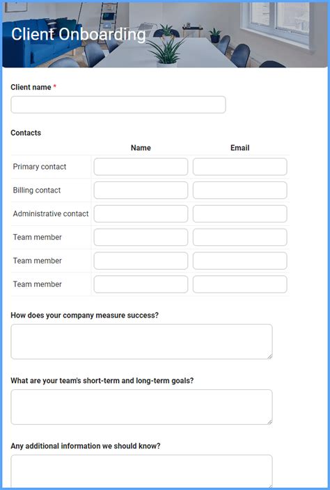 Client Onboarding Form Template Formsite