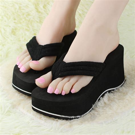women wedge flip flops thick platform high heel slippers thong sandals shoes ebay