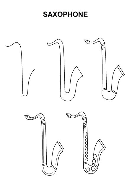 how to draw a saxophone step by step at how to draw