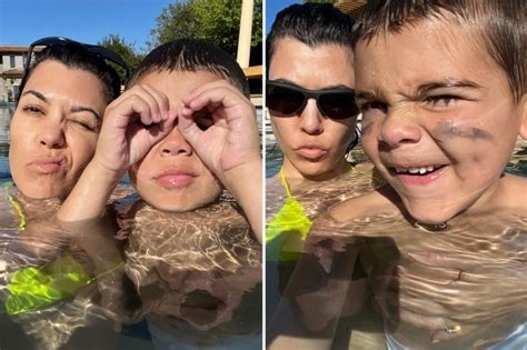 kourtney kardashian shows off her real skin as she goes makeup free in new photos while swimming