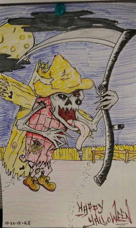 Halloween Evil Scarecrow Drawing Sketch Scarecrow Drawing Ink Pen