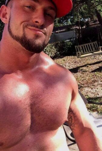 Shirtless Male Muscular Beefy Beefcake Hunk Stud Beard Guy Photo X