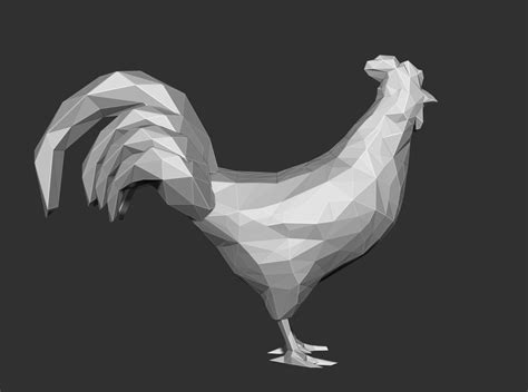 Chicken Rooster Low Polygon 3d Model 3d Printable Cgtrader