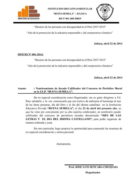 230174663 Oficio Para Nombrar Padrino Ministerio De Educacion