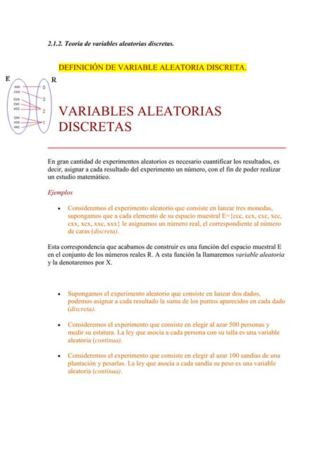 2 1 2 Teoria de variables aleatorias discretas DEFINICIÓN DE