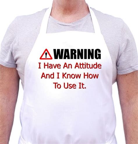 Funny Chef Apron Warning I Have An Attitude Aprons For Men And Women By Coolaprons Ebay