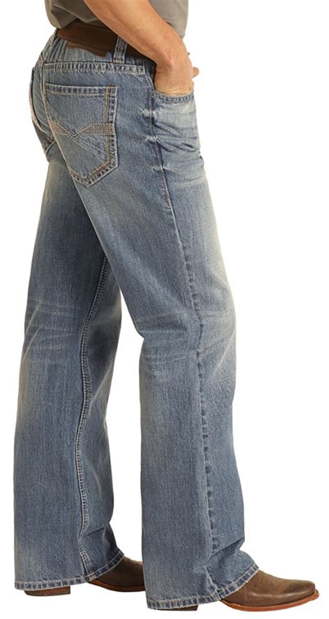 Mens Loose Fit Bootcut Jeans Rock And Roll Denim