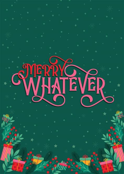Merry Whatever Christmas Card Sarcastic Christmas Cards Banteroo