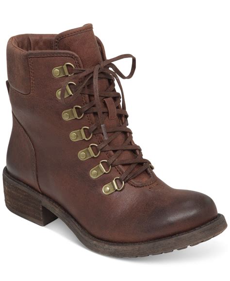 Lucky Brand Leather Womens Daxxter Lace Up Boots In Brown Lyst