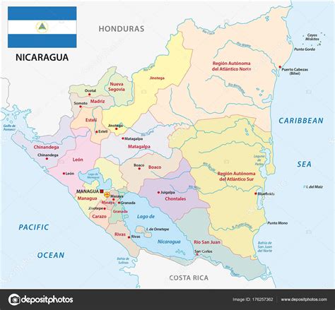Vector Mapa Político De Nicaragua Mapa Vector Administrativo