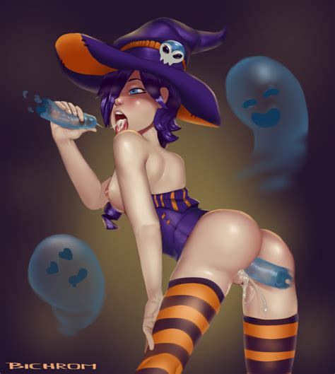 rule 34 1girl bichrom breasts cum cum in mouth cum in pussy female ghost halloween mascot no