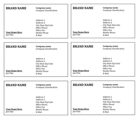 Simple Business Card Template Microsoft Word Free Word Template