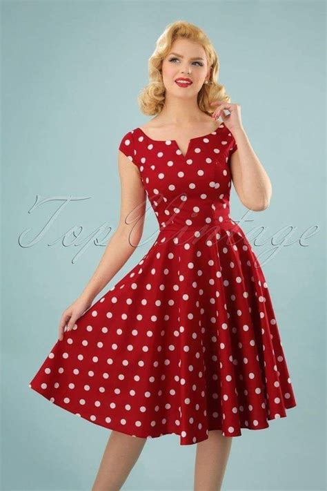 Pin Up Vestido Vermelho Bolinhas Brancas Fifties Dress 50s Dresses Retro Dress Pretty Dresses