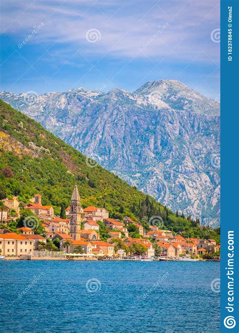 Beautiful Mediterranean Landscape Town Perast Kotor Bay Boka