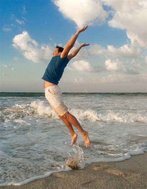 Happy Man Jump Near Sea Stock Photo Image Of Person 22773090