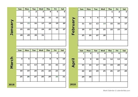 Printable Calendar Months Per Page Printable Blank Calendar Template