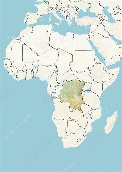 Democratic republic of the gorilla congoball (or dr congoball) a.k.a. DR Congo, relief map - Stock Image - C015/0028 - Science ...