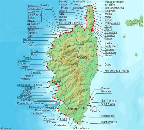 Carte De Corse Plan Des 91 Lieux à Voir