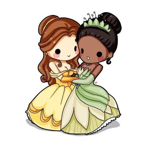 Chibi Disney Tiana And Belle Chibi Anime Liked On Polyvore Featuring