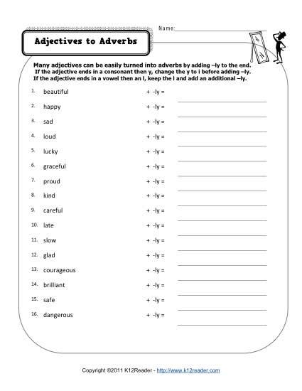 Adjective And Adverb Worksheets