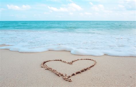 Wallpaper Sand Sea Wave Beach Summer Love Heart Summer Love