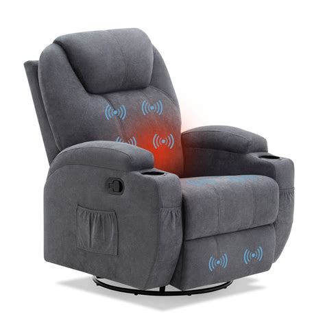 Homall 360° Fabric Swivel Rocker Recliner Electric Massage Recliner C