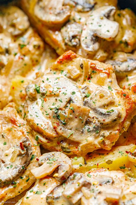 So i have some leftover pork chops at home and i want to know how i can cook them so that i'm not really sure what to do with them. Creamy Garlic Pork Chops Recipe with Mushrooms and Potatoes - Crockpot Pork Chops Recipe ...