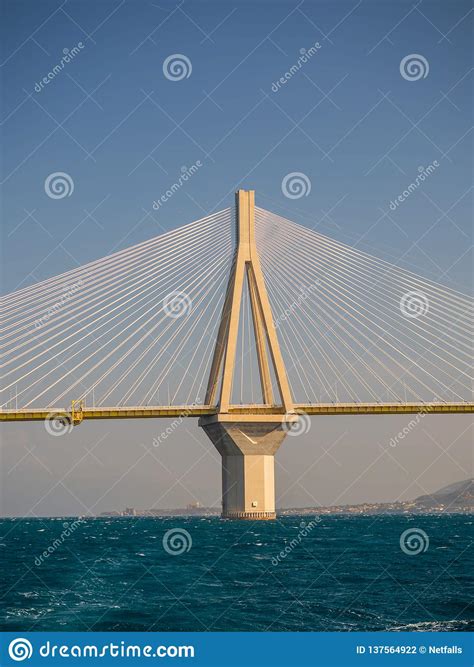 The Rio Antirio Bridge Or Charilaos Trikoupis Greece Stock Photo