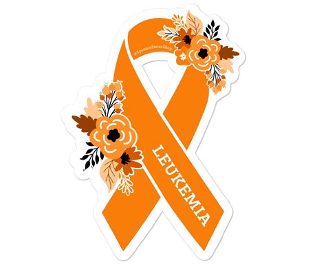 Leukemia Sticker Leukemia Awareness Stickers Floral Orange Etsy