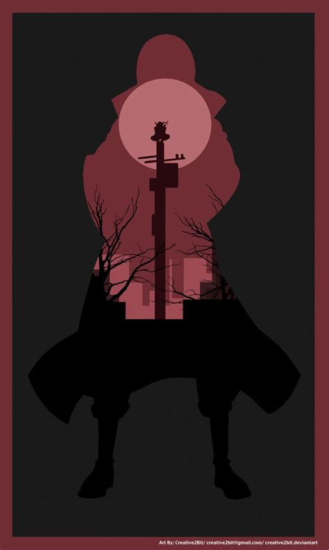 Uchiha itachi, naruto shippuuden, silhouette, red, raven, cross. Itachi Uchiha (A Crimson Night) Poster by Creative2Bit | Itachi uchiha, Anime naruto, Uchiha