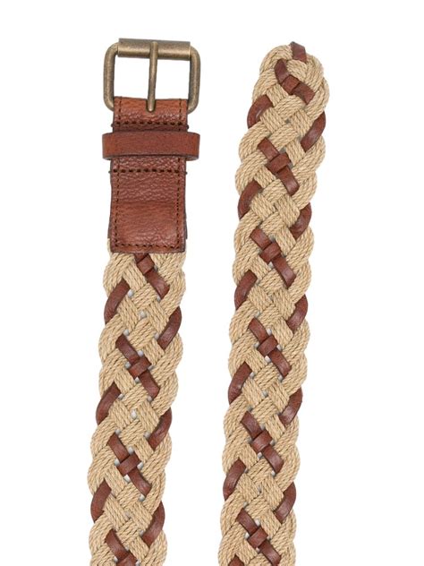 Saint Laurent Woven Braided Leather Belt In Nude ModeSens