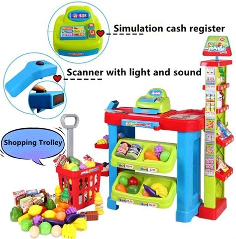 Deao Supermarket Playset For Kids Grocery Store Pretend Play Role