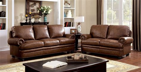 Rheinhardt Top Grain Leather Living Room Set From Furniture Of America Cm Sf Coleman