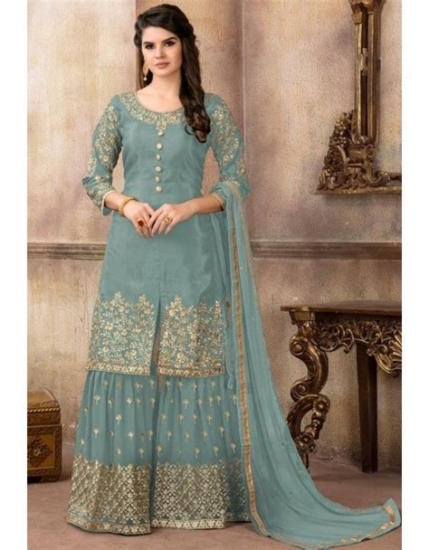 Improving living conditions in a bioclimatic manner wioletta sarara. Misty Grey Embroidered Designer Sarara Kameez | Dresses ...
