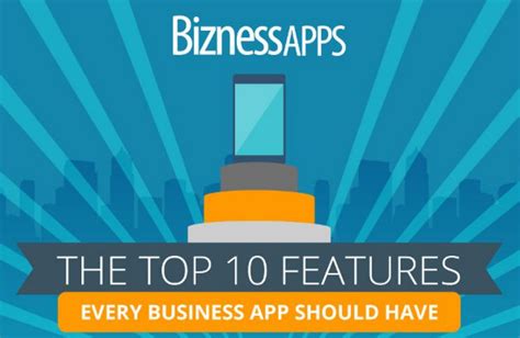 Top 10 Features For Business Mobile Apps Infographic Skillz Me