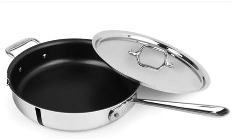 All Clad Qt Tri Ply Stainless Steel Non Stick Saute Pan With Lid EBay