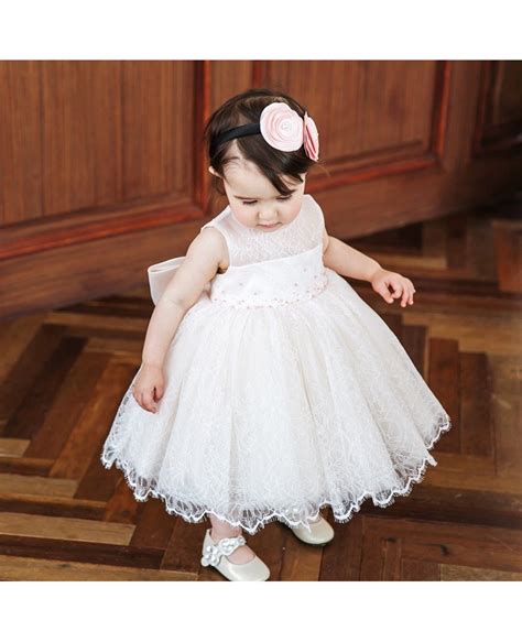 Ivory Lace Princess Flower Girl Dress Toddler Kids Pageant Gown Tg7090