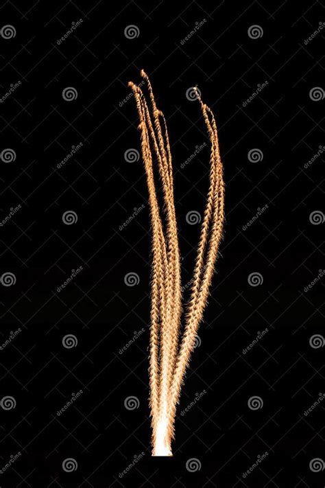 Real Isolated Firework Anti Missile Flare Or Swirling Rocket Trail